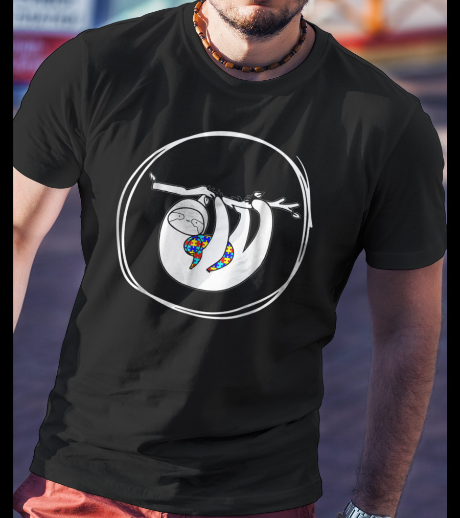 Sloth Autism Awareness Sloth Lover Puzzle T-Shirt