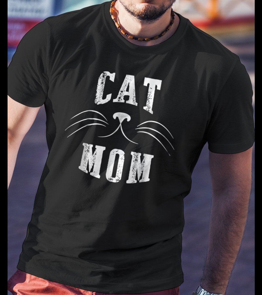 SpiritForged Apparel Cat Mom Whiskers T-Shirt