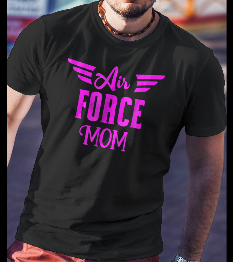 US Air Force Pink Proud Air Force Mom Wings T-Shirt