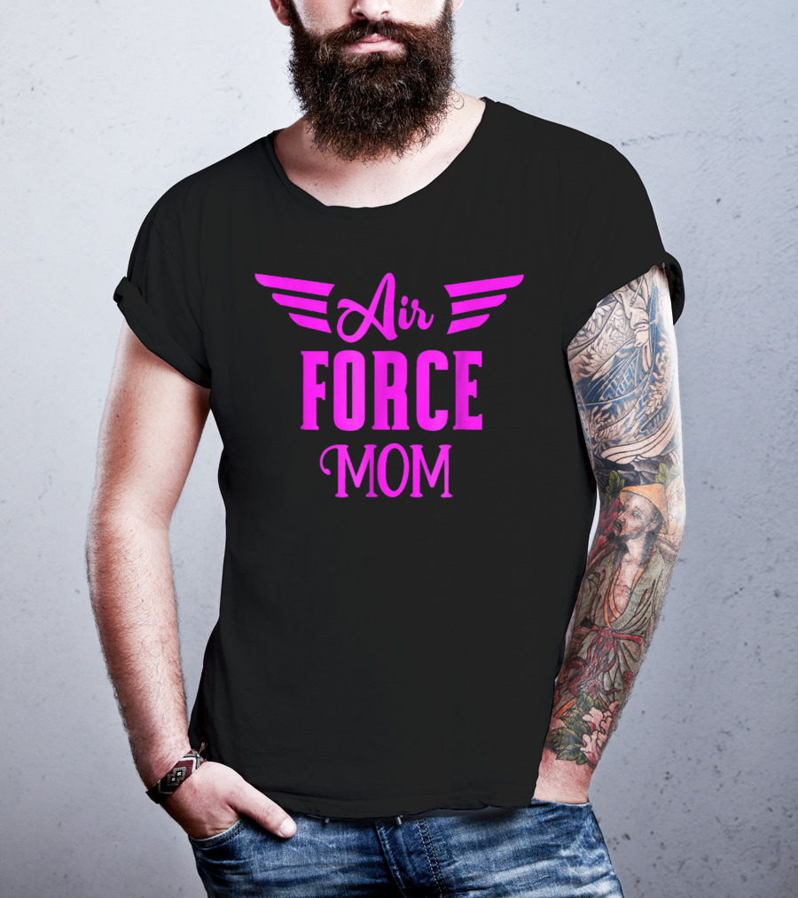 US Air Force Pink Proud Air Force Mom Wings T-Shirt