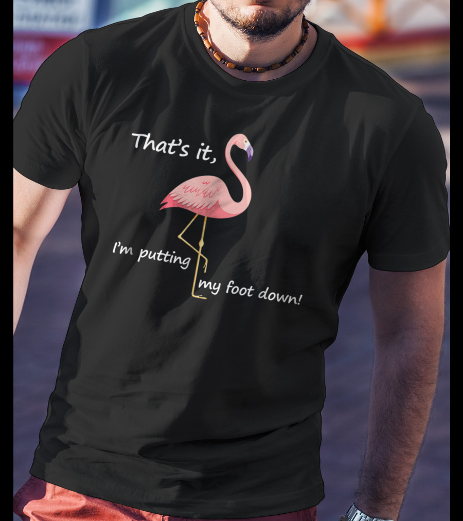 That's It I'm Putting My Foot Down Funny Flamingo Humour T-Shirt