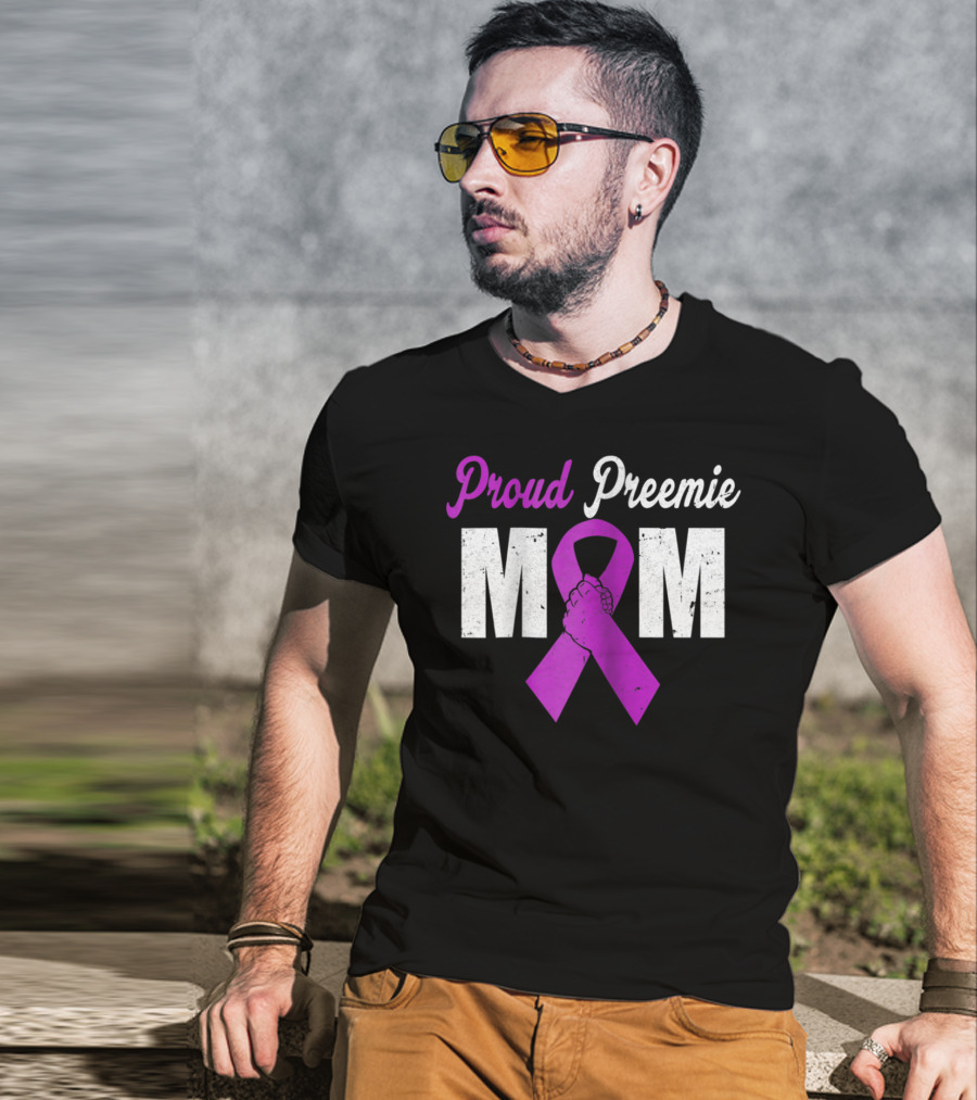 Proud Preemie Mom Premature Birth Awareness Purple T-Shirt