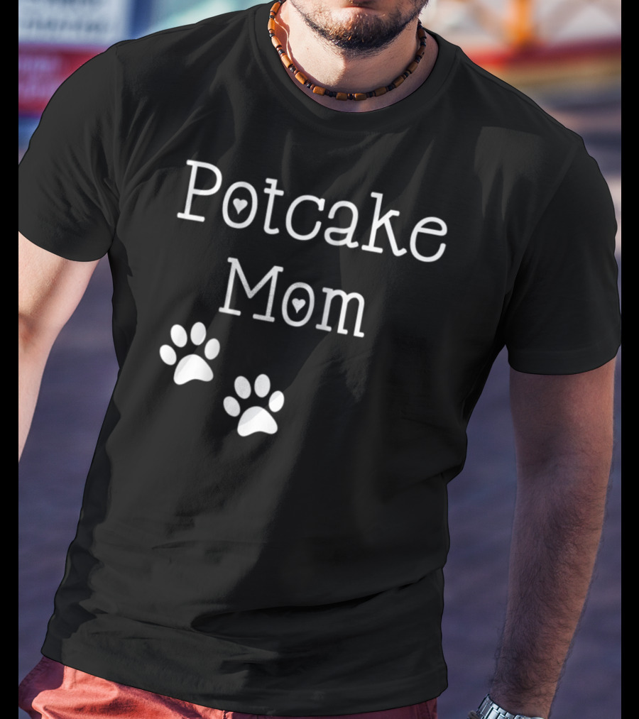 Potcake Mom Paw Print Heart T-Shirt