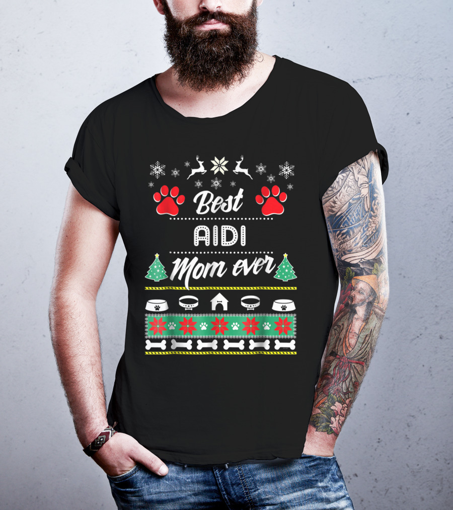 Best Aidi Mom Ever Christmas Paw Prints T-Shirt