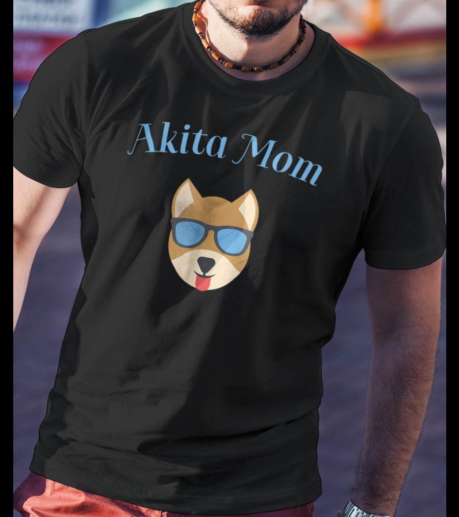 Akita Mom Dog With Sunglasses Celebrating Puppy Love And Fur Babies T-Shirt