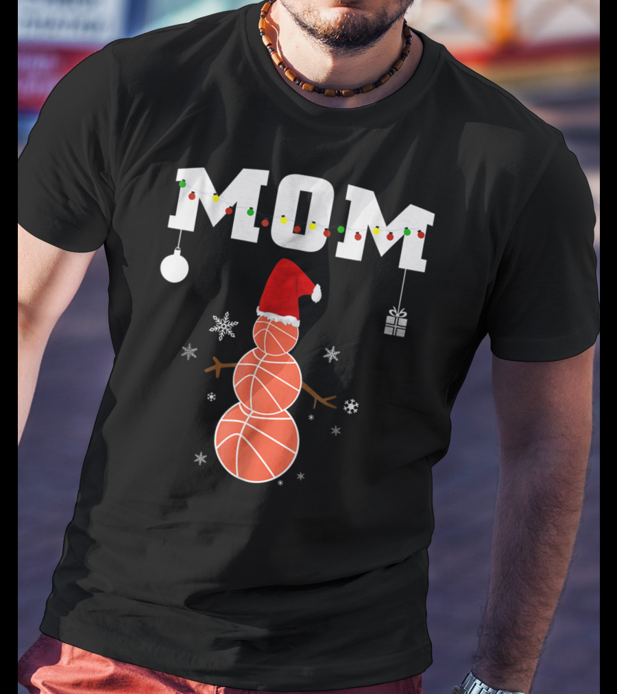 Basketball Mom Snowman Christmas Family Matching Holiday 90s T-Shirt