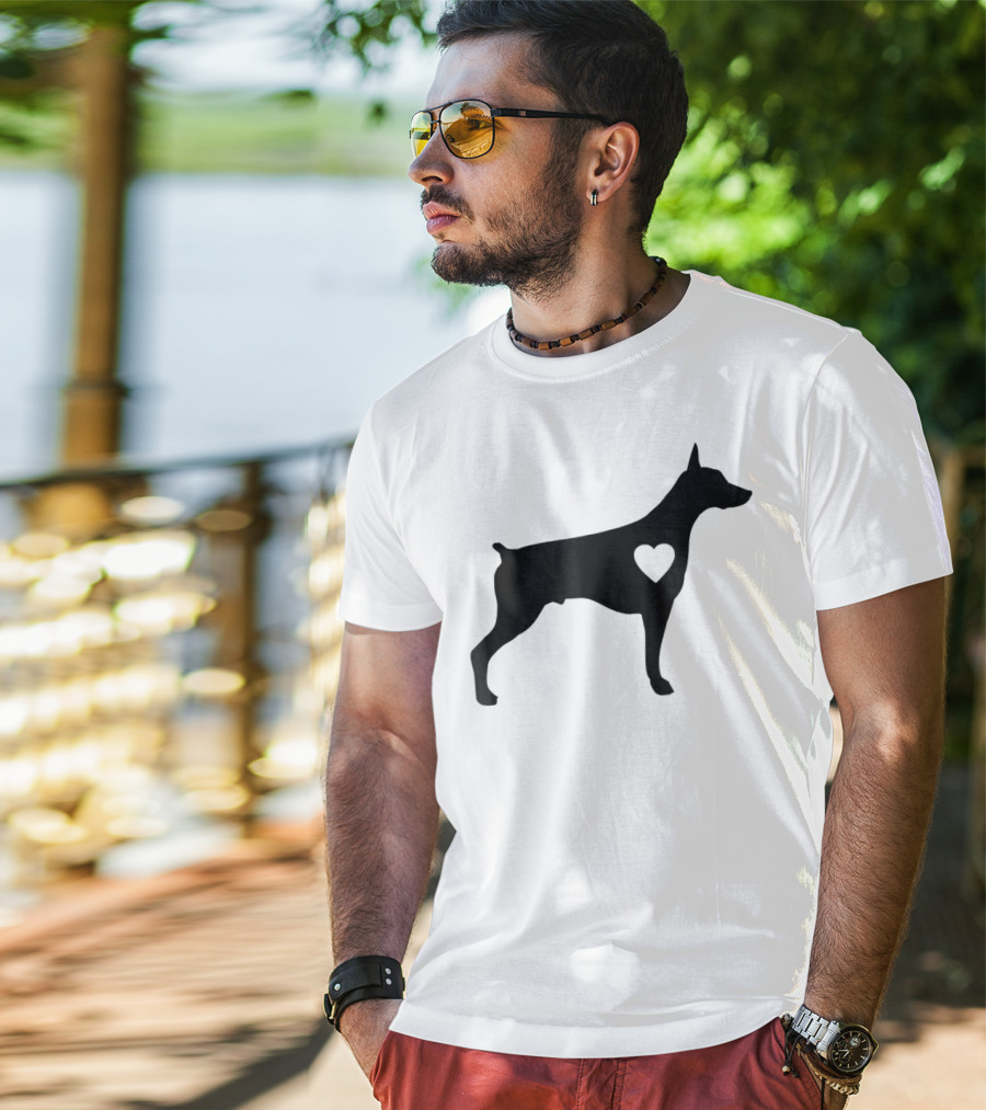 Doberman Heart Love Silhouette Dog Mom90 T-Shirt