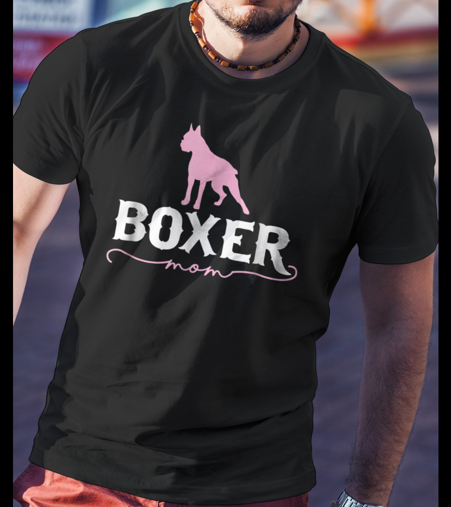 Boxer Mom Pink Dog T-Shirt