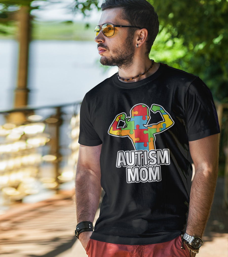 Autism Mom Puzzle Piece Awareness T-Shirt