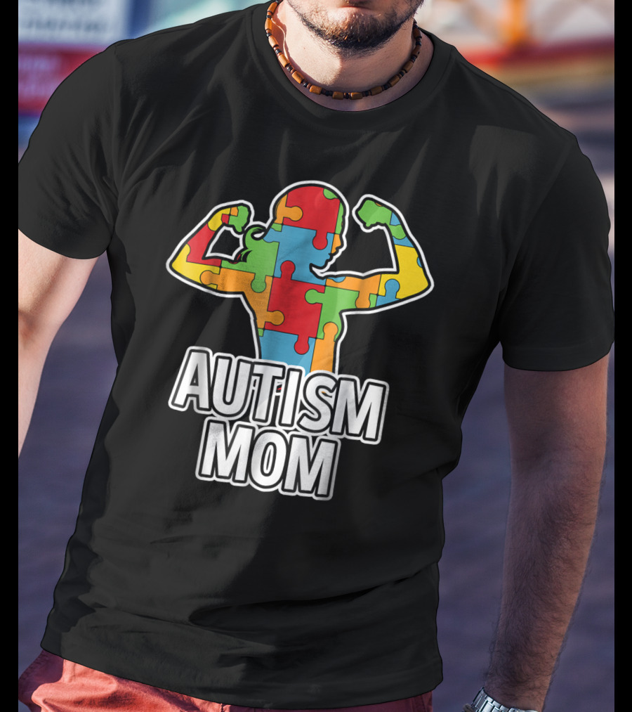 Autism Mom Puzzle Piece Awareness T-Shirt