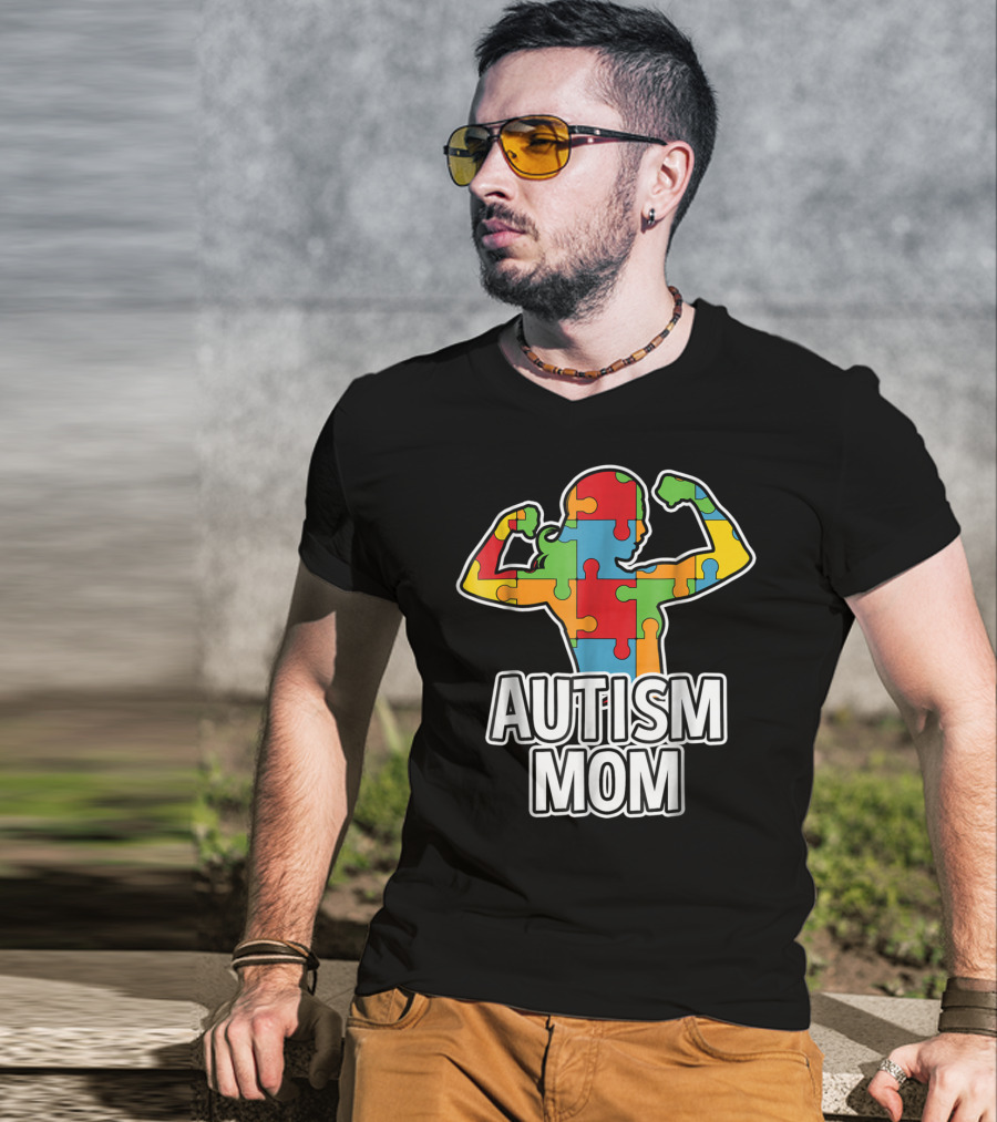 Autism Mom Puzzle Piece Awareness T-Shirt