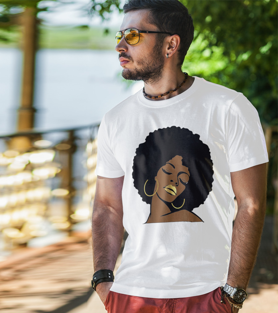 Black Girl Magic Afro Diva Gold Lips Melanin Mom Wife37 Bold Gold Accents T-Shirt