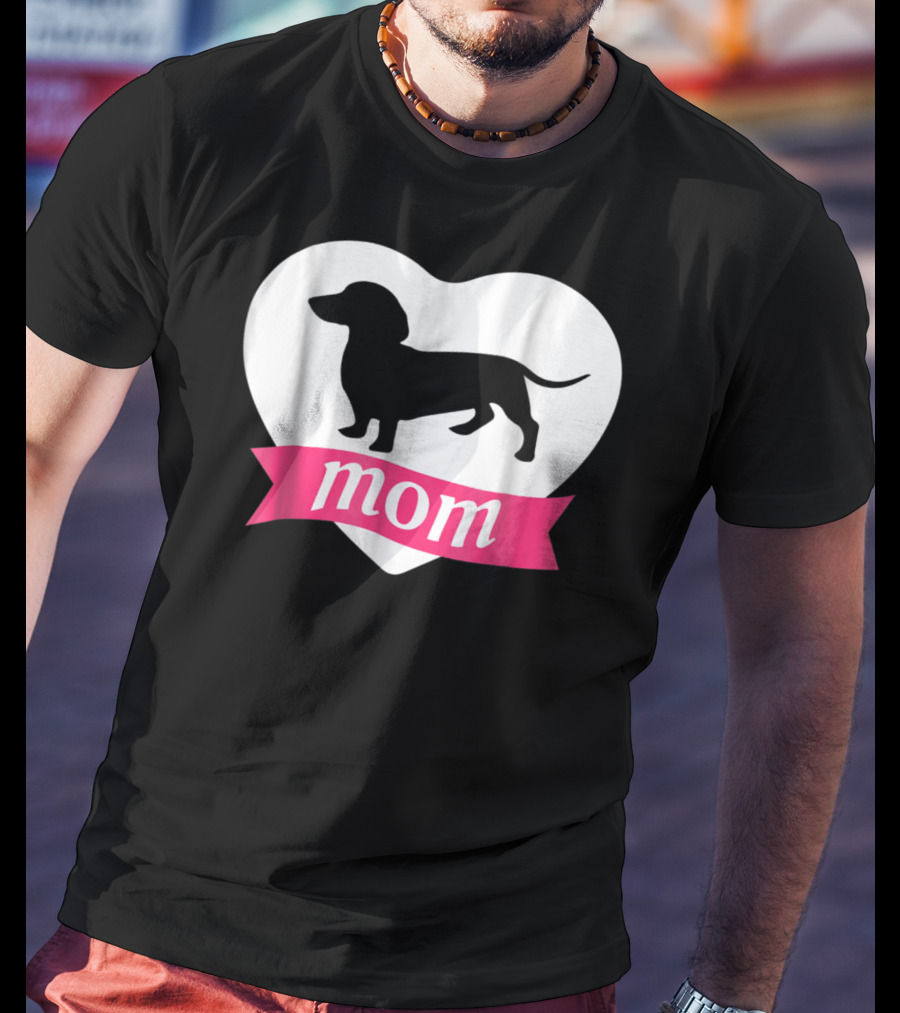 DACHSHUND MOM Heart Silhouette Vintage Fleece T-Shirt