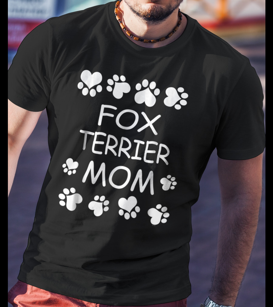 Fox Terrier Mom Paw Prints Heart T-Shirt