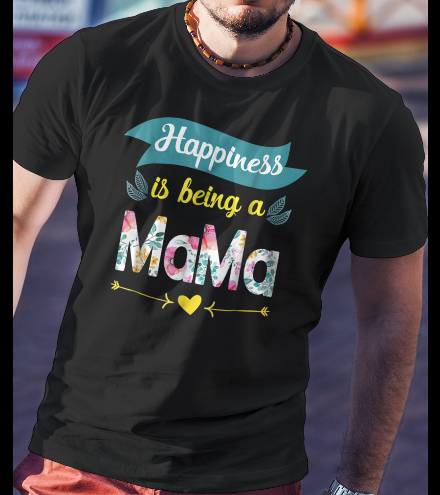 Happiness Is Being A Mama Floral Heart T-Shirt