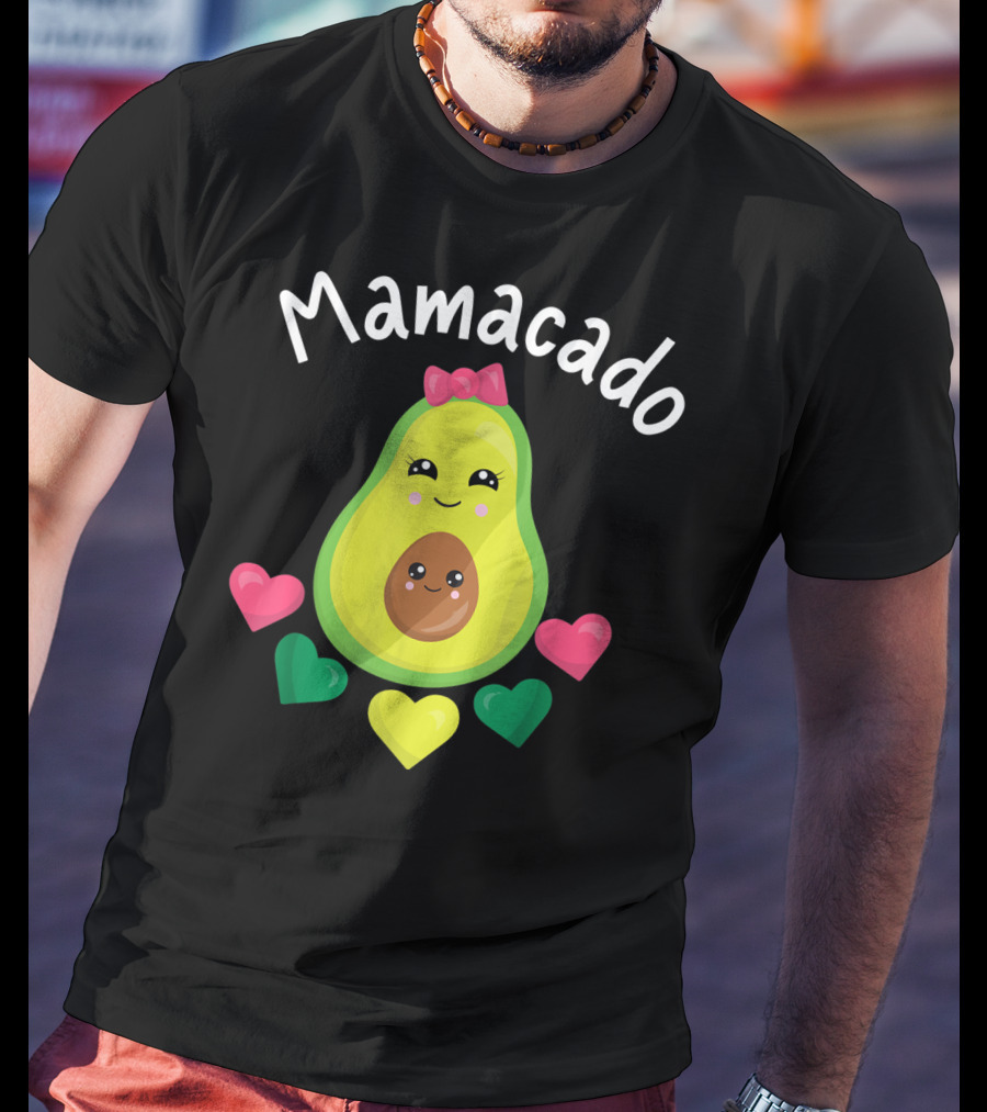 Mamacado Cute Avocado Lover Vegan Vegetarian Heart T-Shirt