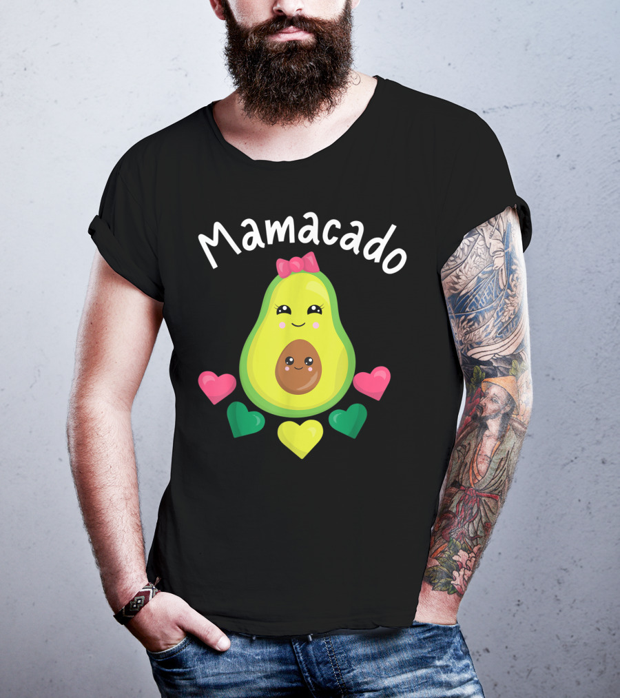 Mamacado Cute Avocado Lover Vegan Vegetarian Heart T-Shirt