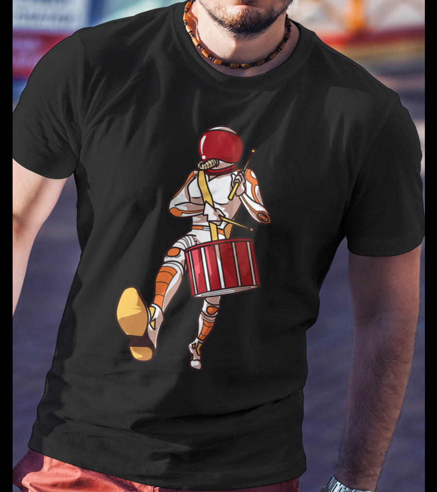 Marching Band Drums Mom Player High School Space-Themed Drummer Astronaut T-Shirt