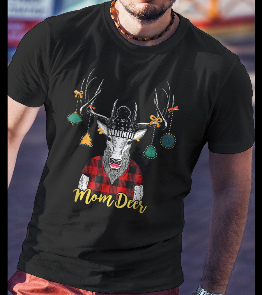 Mom Deer Christmas Plaid Noel Xmas Apparel16 T-Shirt