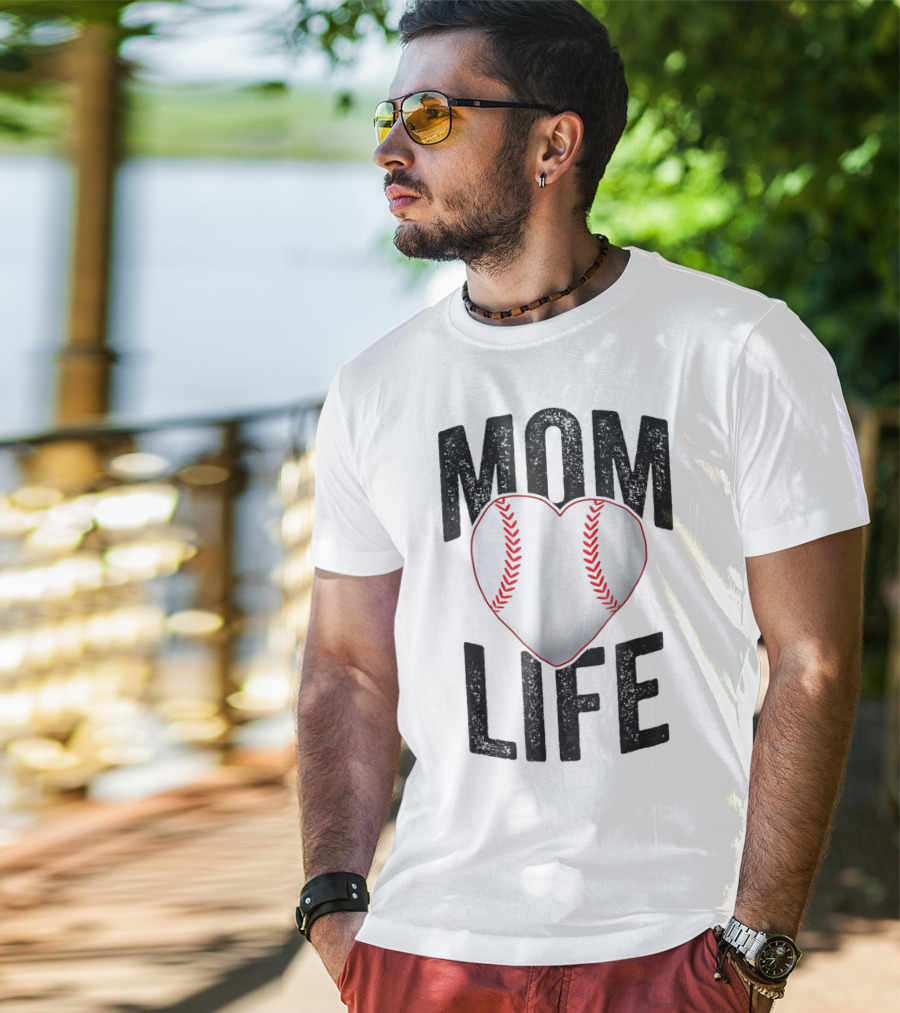 Mom Life Baseball Heart Mother Mama Player Team Heart25 T-Shirt
