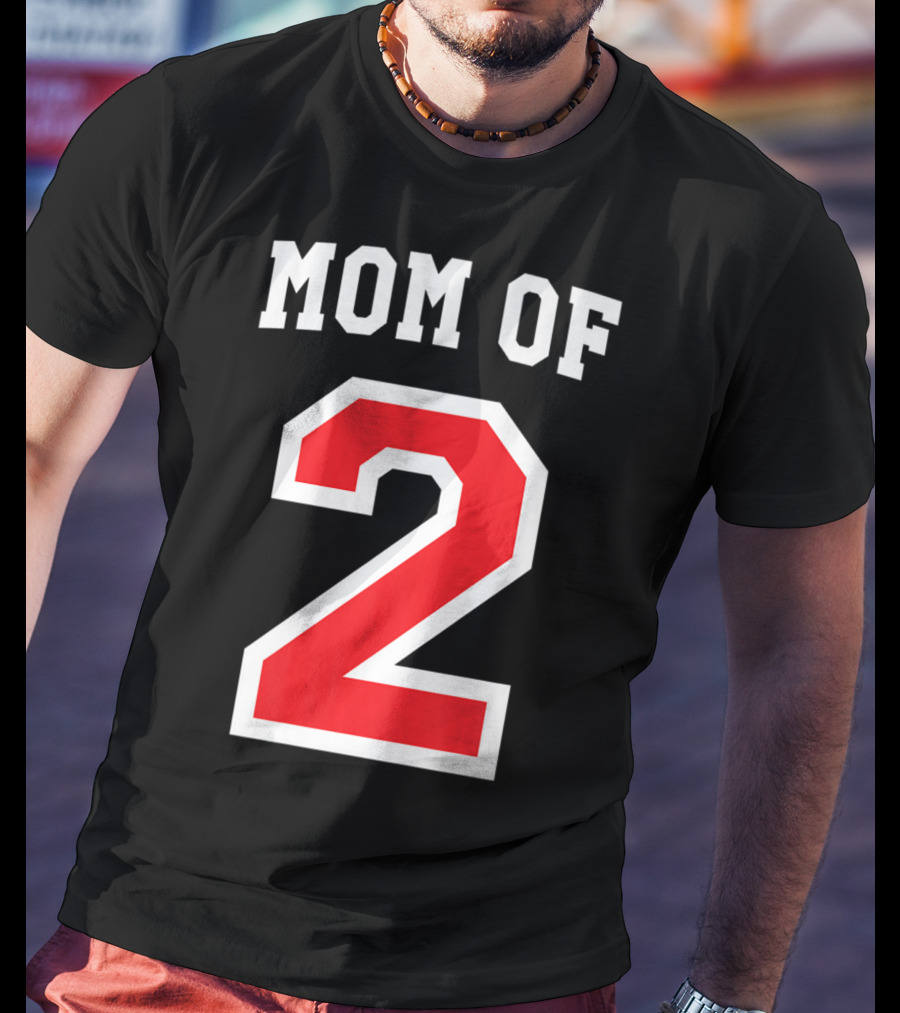 Mom Of 2 Kids Baseball Mom Sports Jersey T-Shirt