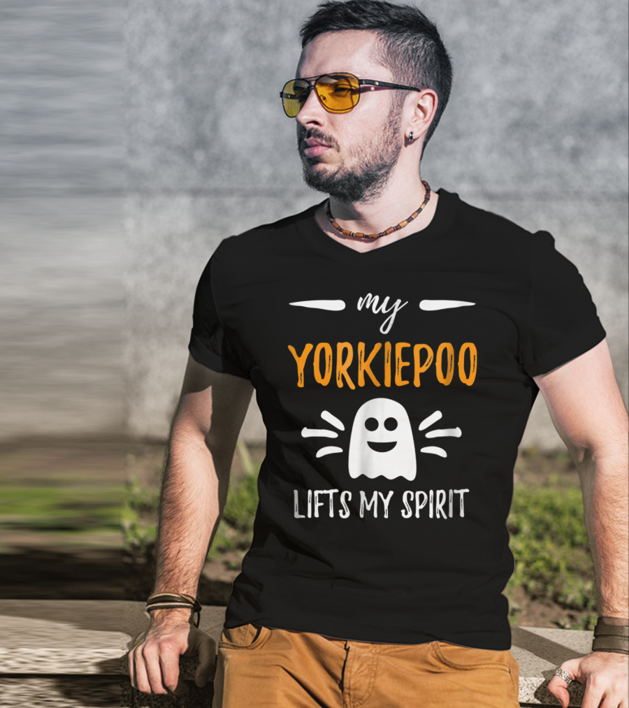 My Yorkiepoo Lifts My Spirit Ghost Theme Dog Mom T-Shirt