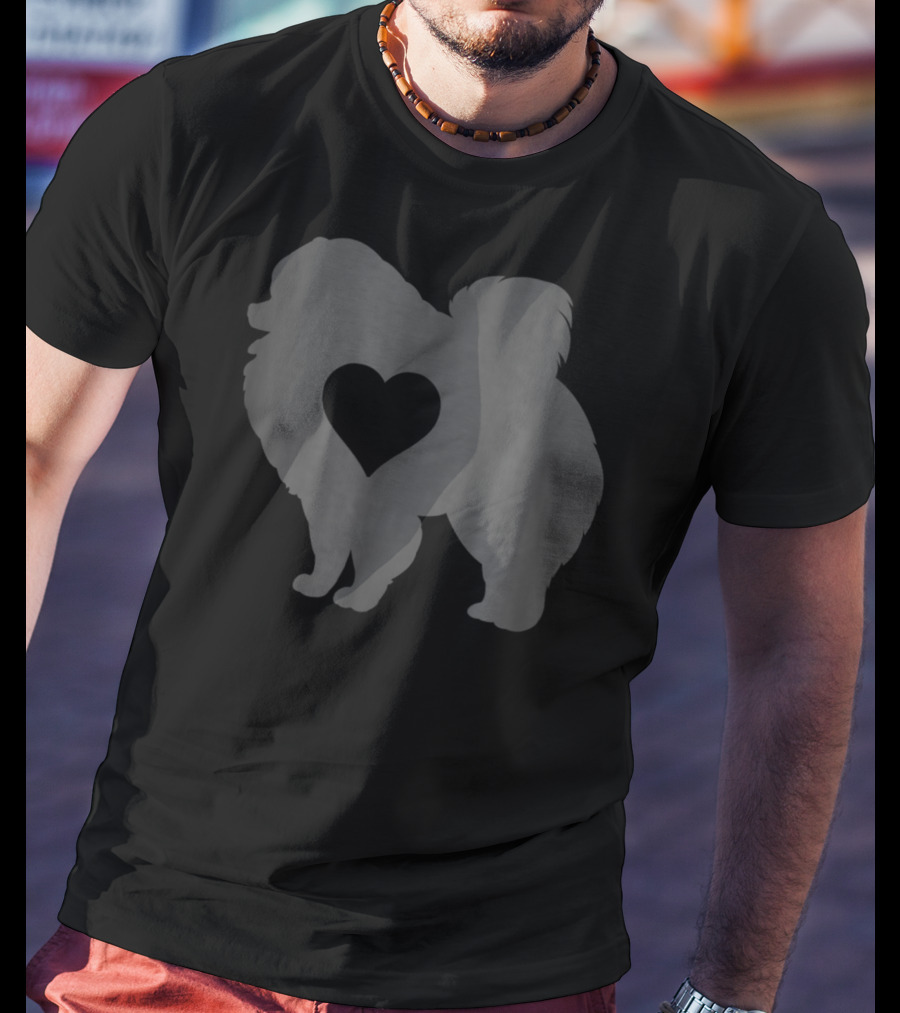 Pomeranian Love Heart Silhouette Dog Mom Idea T-Shirt