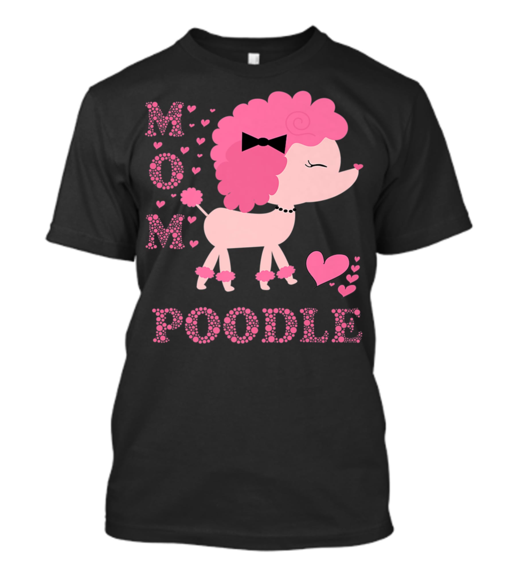 Poodle Mom Dog Hearts Bow T-Shirt