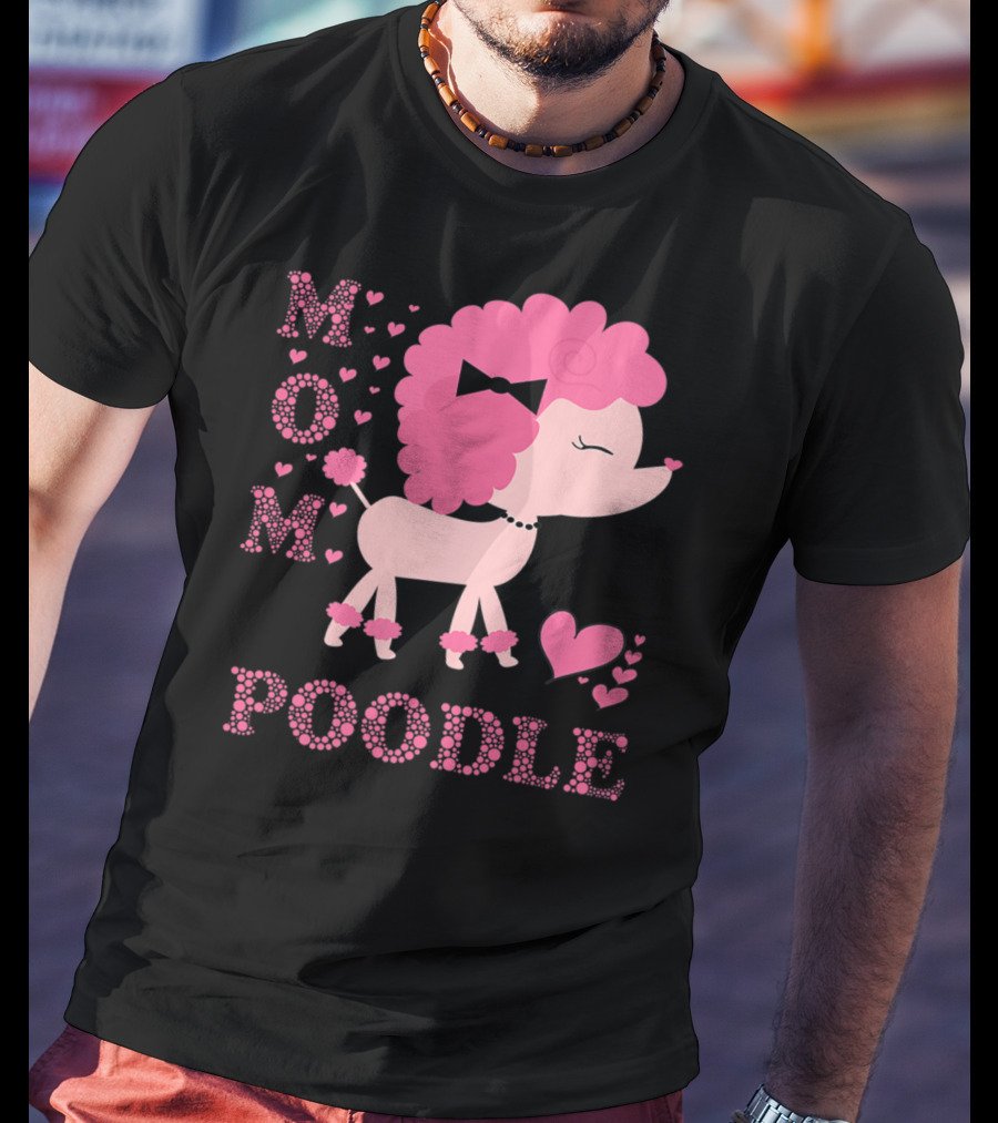 Poodle Mom Dog Hearts Bow T-Shirt