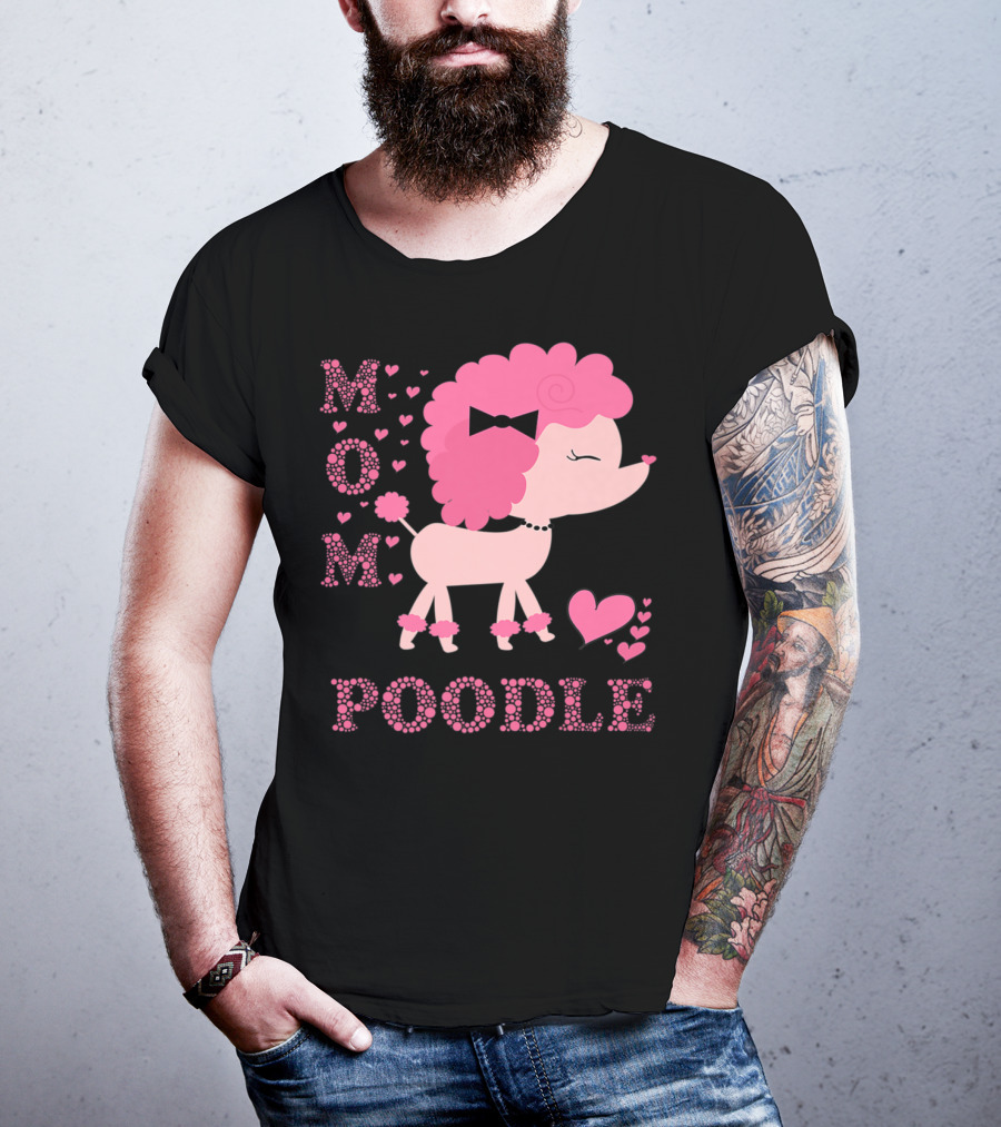 Poodle Mom Dog Hearts Bow T-Shirt