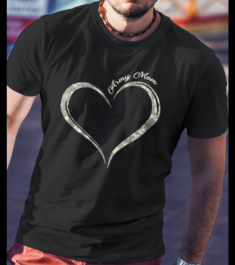 Army Mom Camo Heart T-Shirt