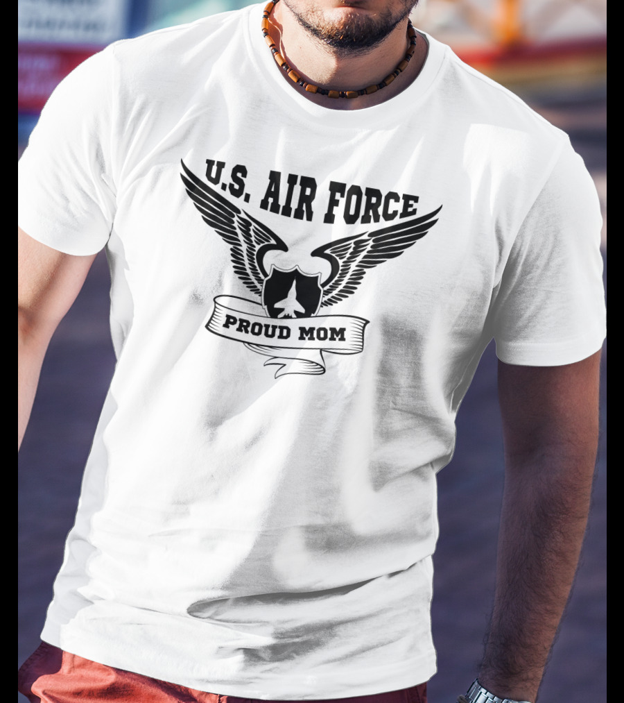 U.S. Air Force Proud Mom Winged Emblem T-Shirt