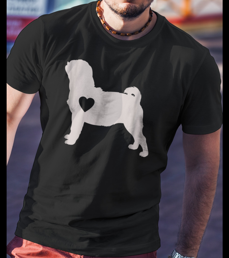 Pug Love Heart Silhouette Dog Idea Pug Dog T-Shirt