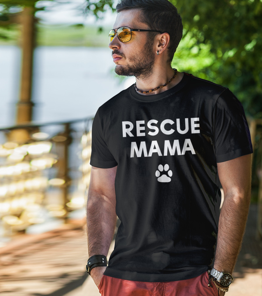 Rescue Mama Paw Print Shelter Dog Mom T-Shirt