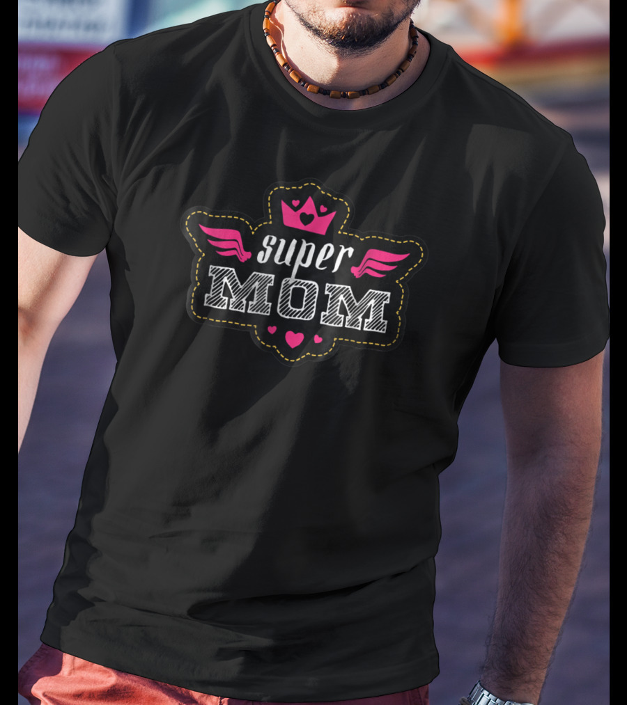 Super Mom Crown Wings Hearts T-Shirt