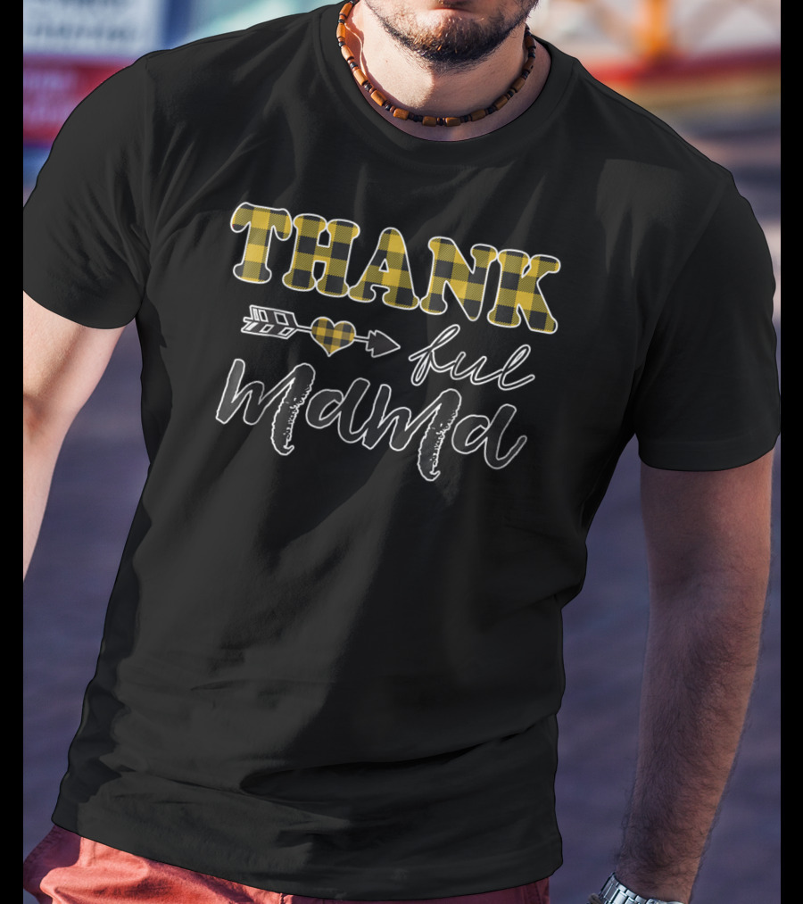 THANKful Ful Mama Arrow Heart Plaid T-Shirt