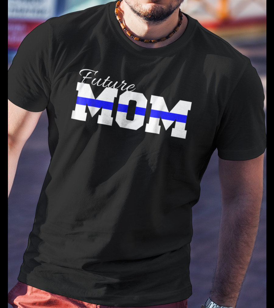 Future Mom Thin Blue Line Baby Announcement T-Shirt