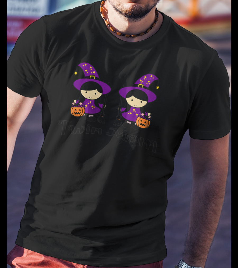 Twin Mom Twin Witches Halloween T-Shirt