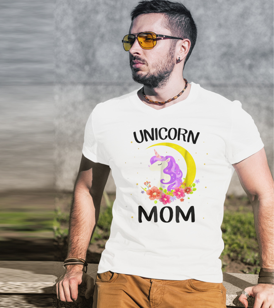 Unicorn Mom Moon Floral Magic T-Shirt
