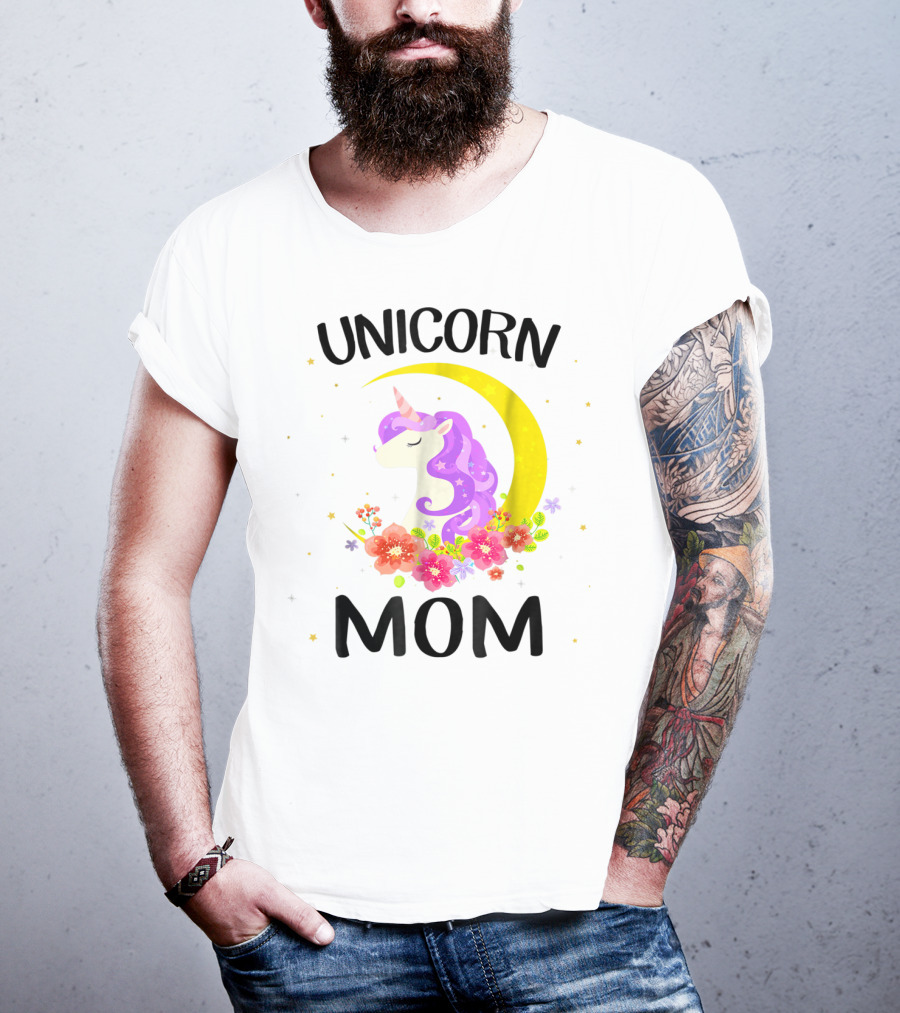 Unicorn Mom Moon Floral Magic T-Shirt