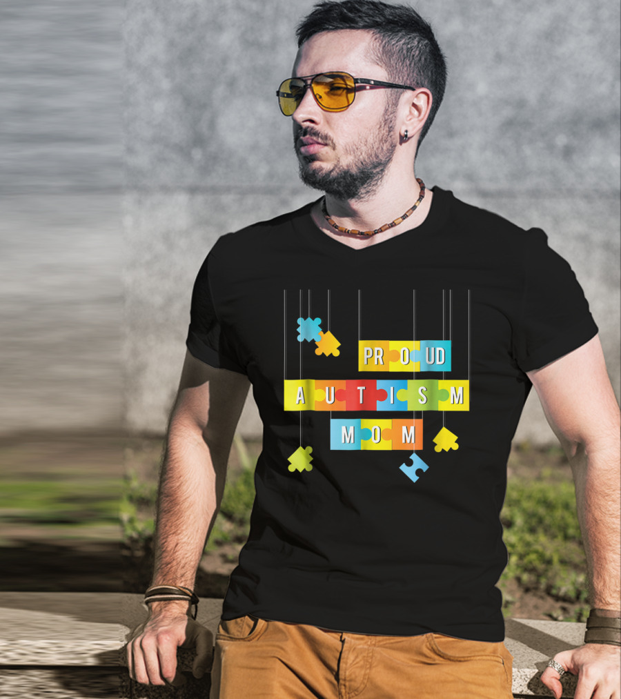 Proud Autism Mom Tees Women Mama Grandma Mommy T-Shirt