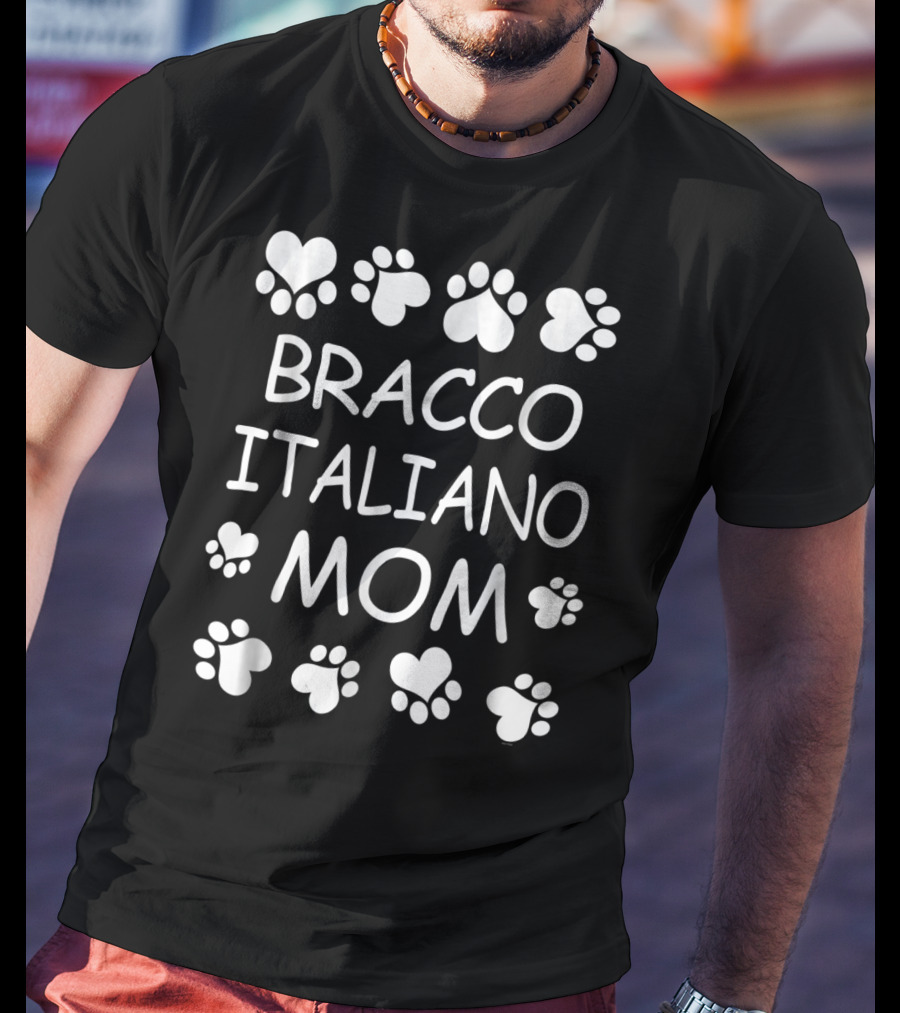 Bracco Italiano Mom Heart And Paw Print Christmas Birthday Gift T-Shirt