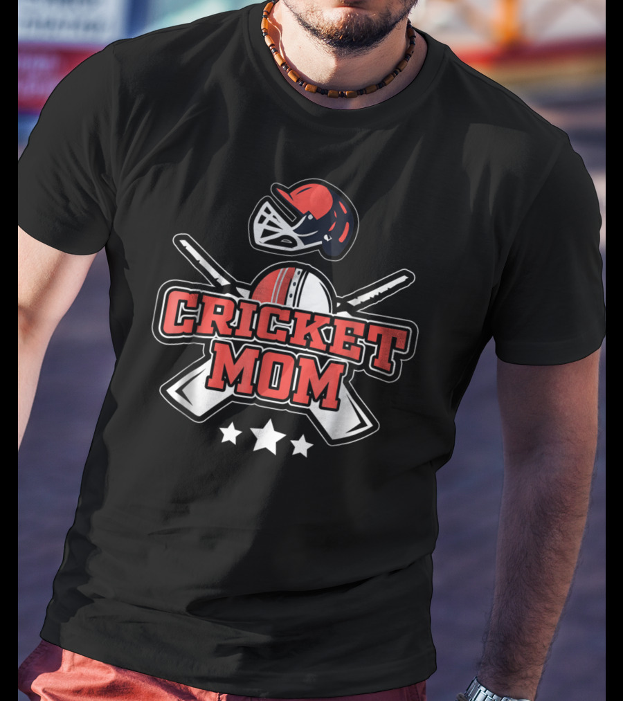 Cricket Mom Sports Bat Ball Team Field Helmet T-Shirt