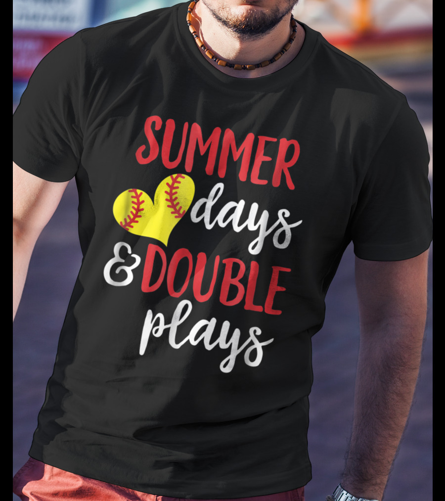Summer Days And Double Plays Softball Girls T-Shirt