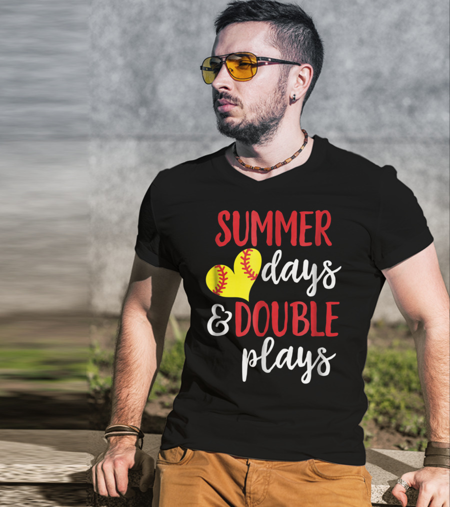 Summer Days And Double Plays Softball Girls T-Shirt