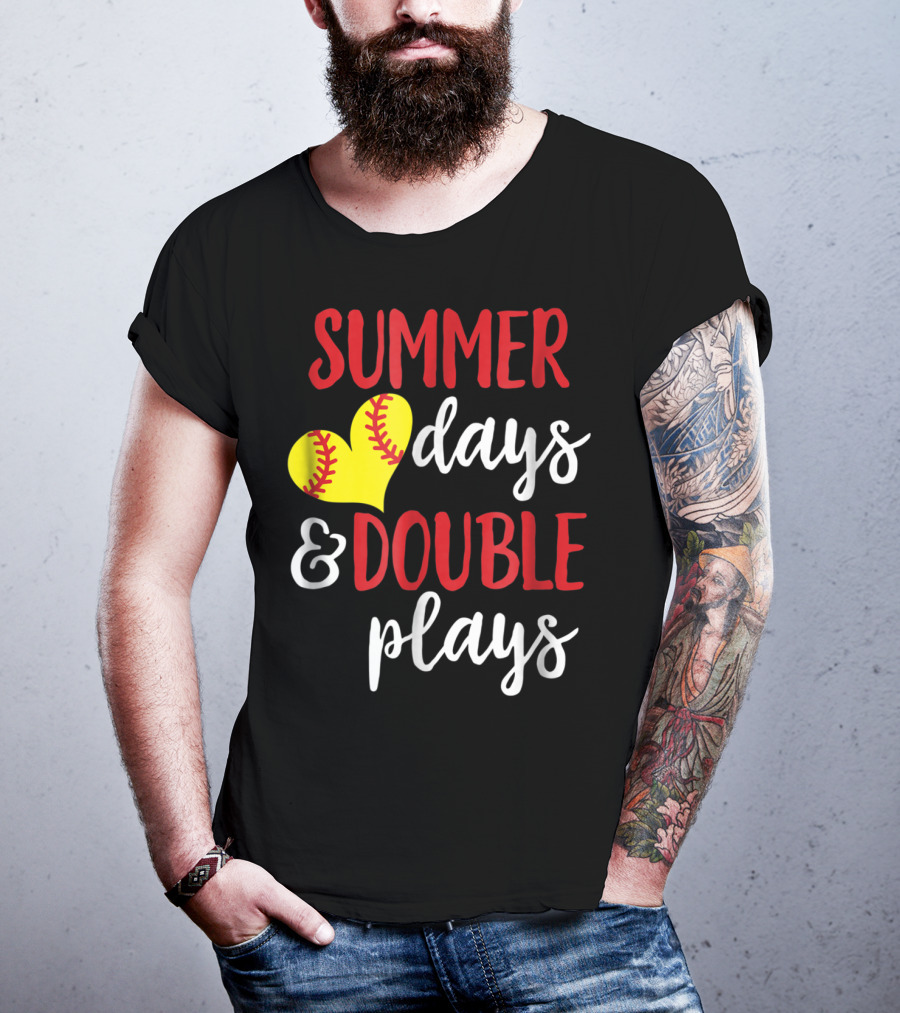 Summer Days And Double Plays Softball Girls T-Shirt