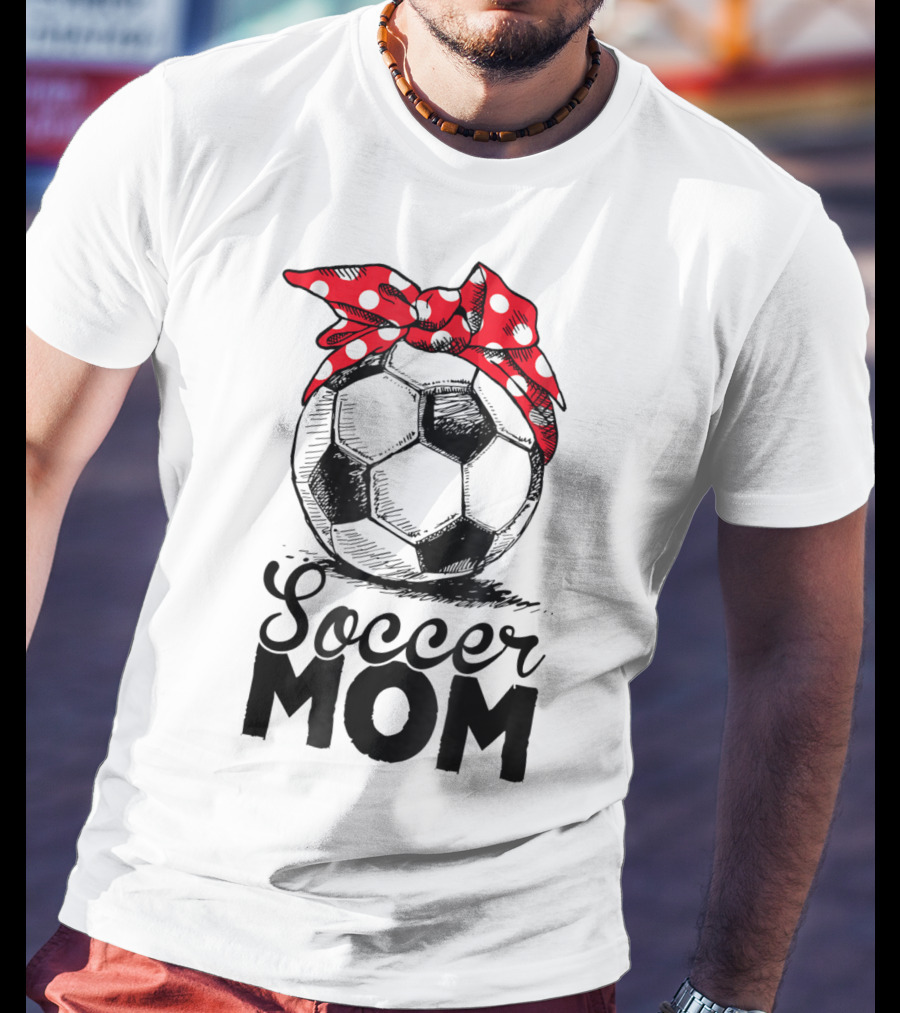 Funny Soccer Mom Polka Dot Bandana Vintage Soccer Fan Player17 T-Shirt