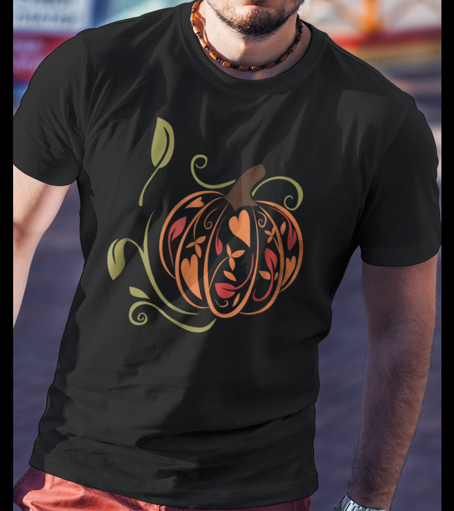 Autumn Pumpkin Fancy Elegant Teacher Mom Wife65 Fall T-Shirt