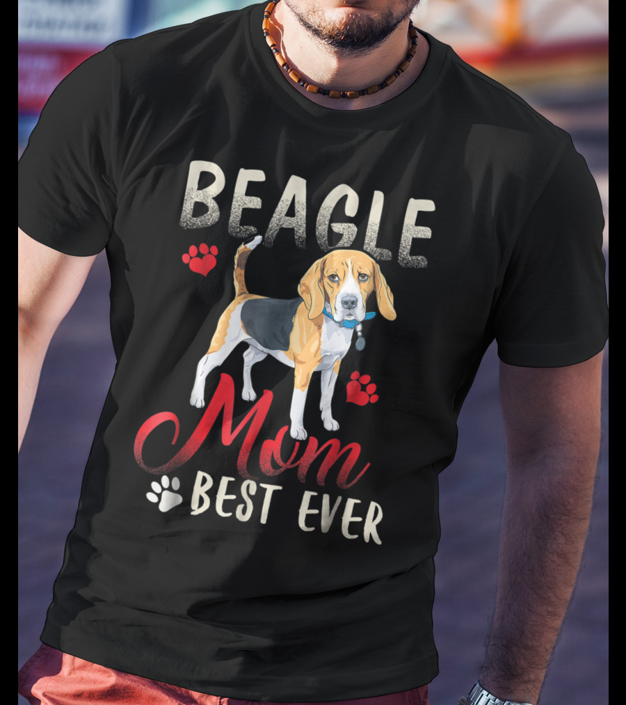 Beagle Mom Best Ever Beagle Dog With Paw Prints T-Shirt