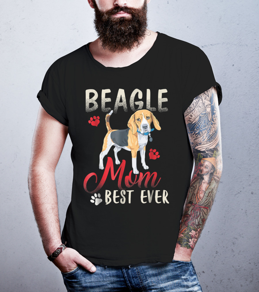 Beagle Mom Best Ever Beagle Dog With Paw Prints T-Shirt
